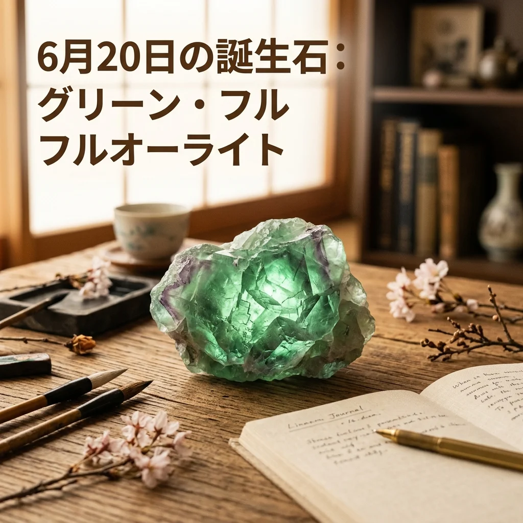 神秘的な緑色の光を放つグリーン・フルオーライトの結晶