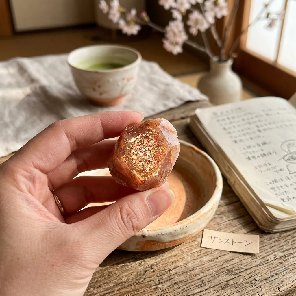 太陽のようにキラキラと輝く赤金色のサンストーン